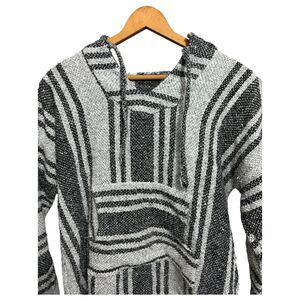 Bahaj Grey Striped Pullover Hoodie - Size XL | Cozy Layering Essential